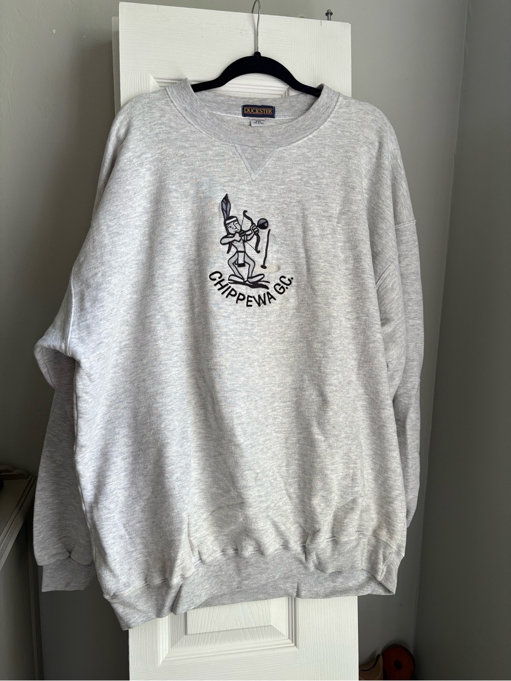 Duckster Light Gray Crewneck Sweatshirt with Chippewa G.C. Logo